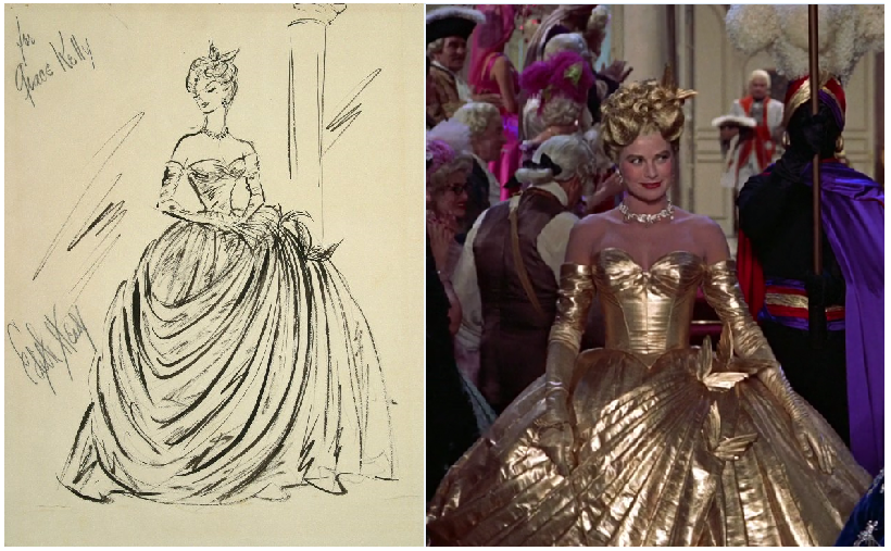 Atrapa a un ladrón: glamour bajo el sol del Mediterráneo. Boceto de Edith Head y traje.