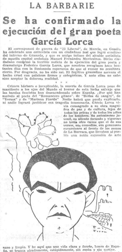 Muerte de Lorca en la prensa de la época