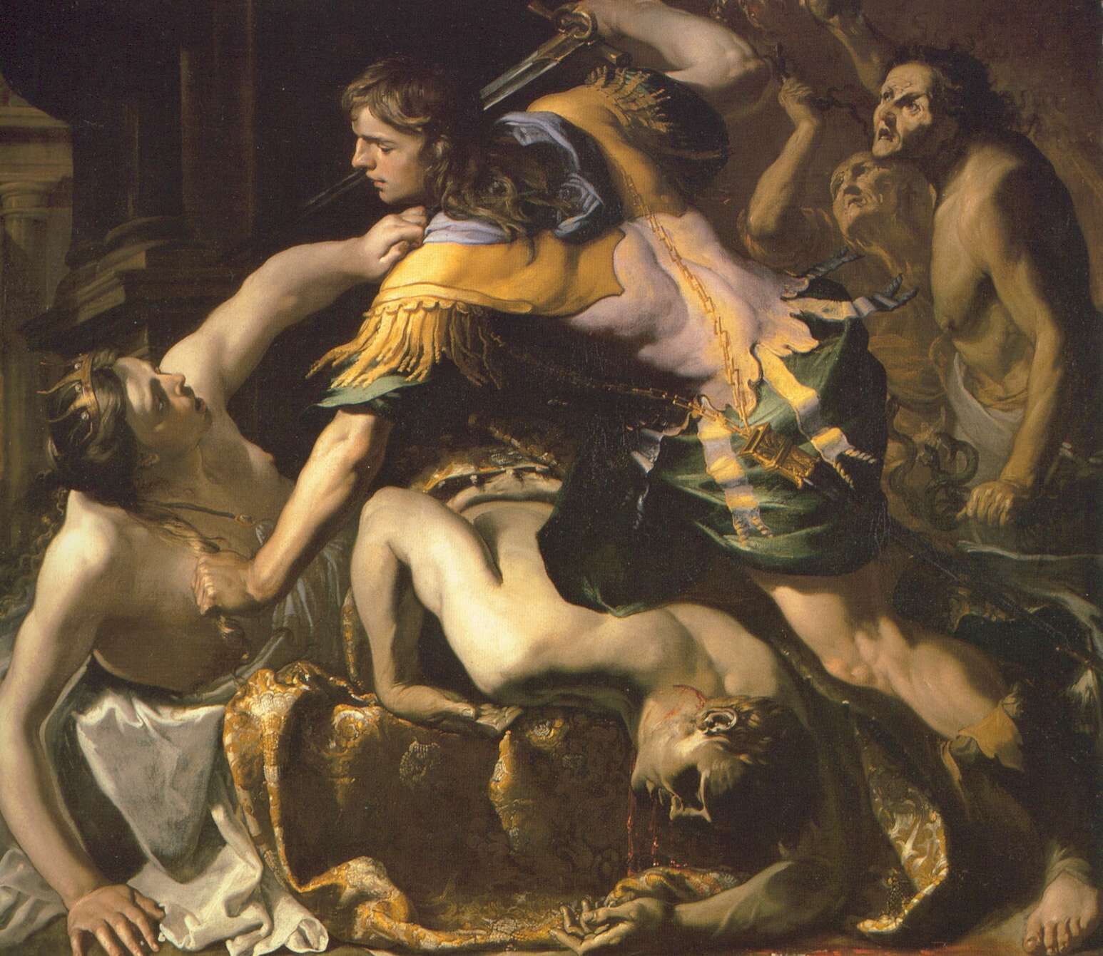 Orestes da muerte a y Egisto y Clitemnestra. Bernardino Mei, 1654